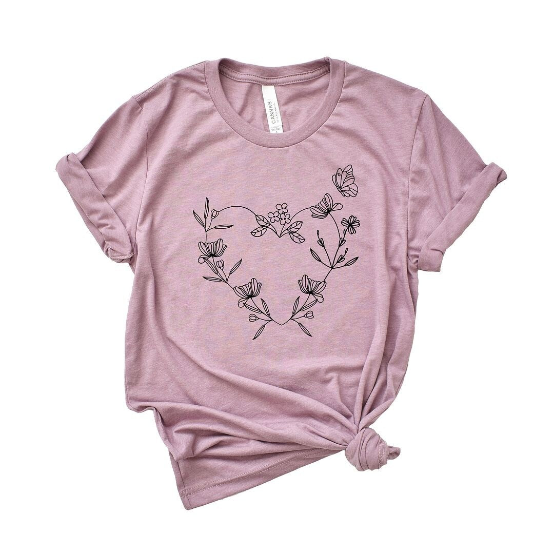 Premium Butterfly & Floral Heart Tee - Ultimate Comfort & Style