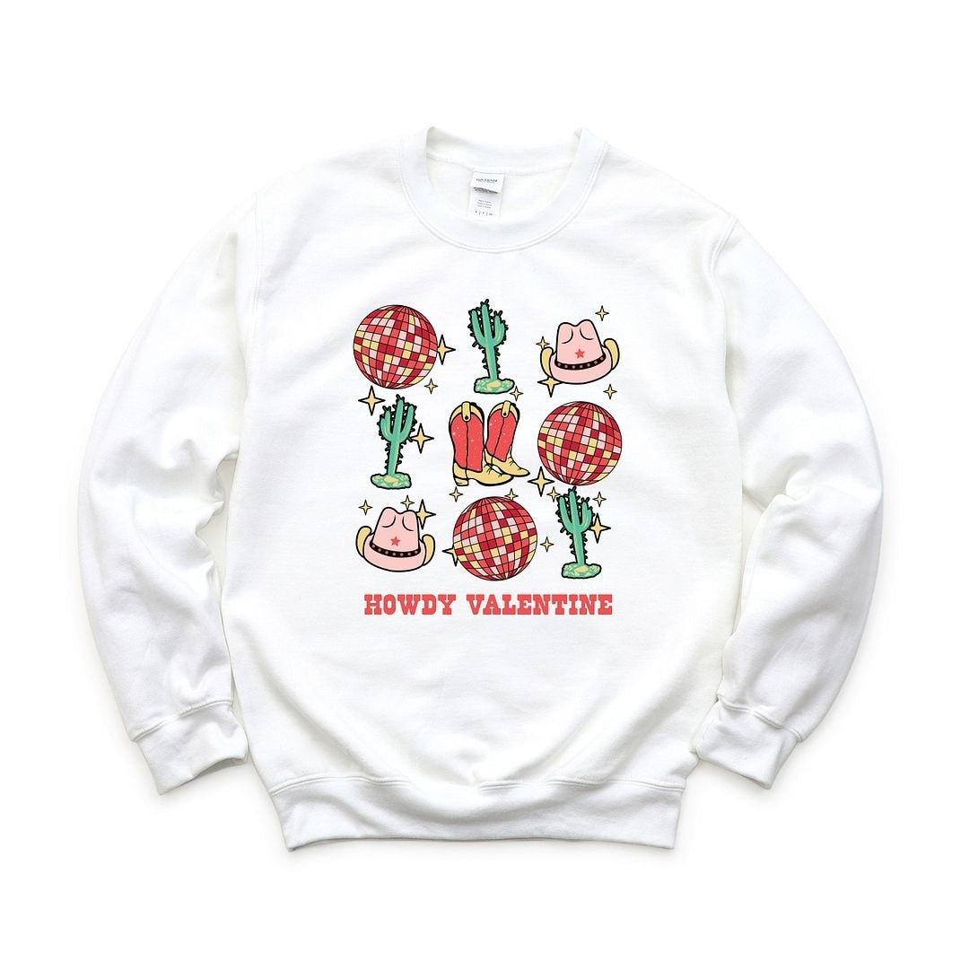 Premium Cowgirl Valentine Disco Graphic Sweatshirt - Ultimate Comfort Style