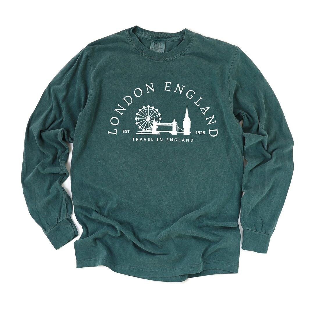 Premium London England Garment Dyed Long Sleeve Tee - Ultimate Comfort & Style