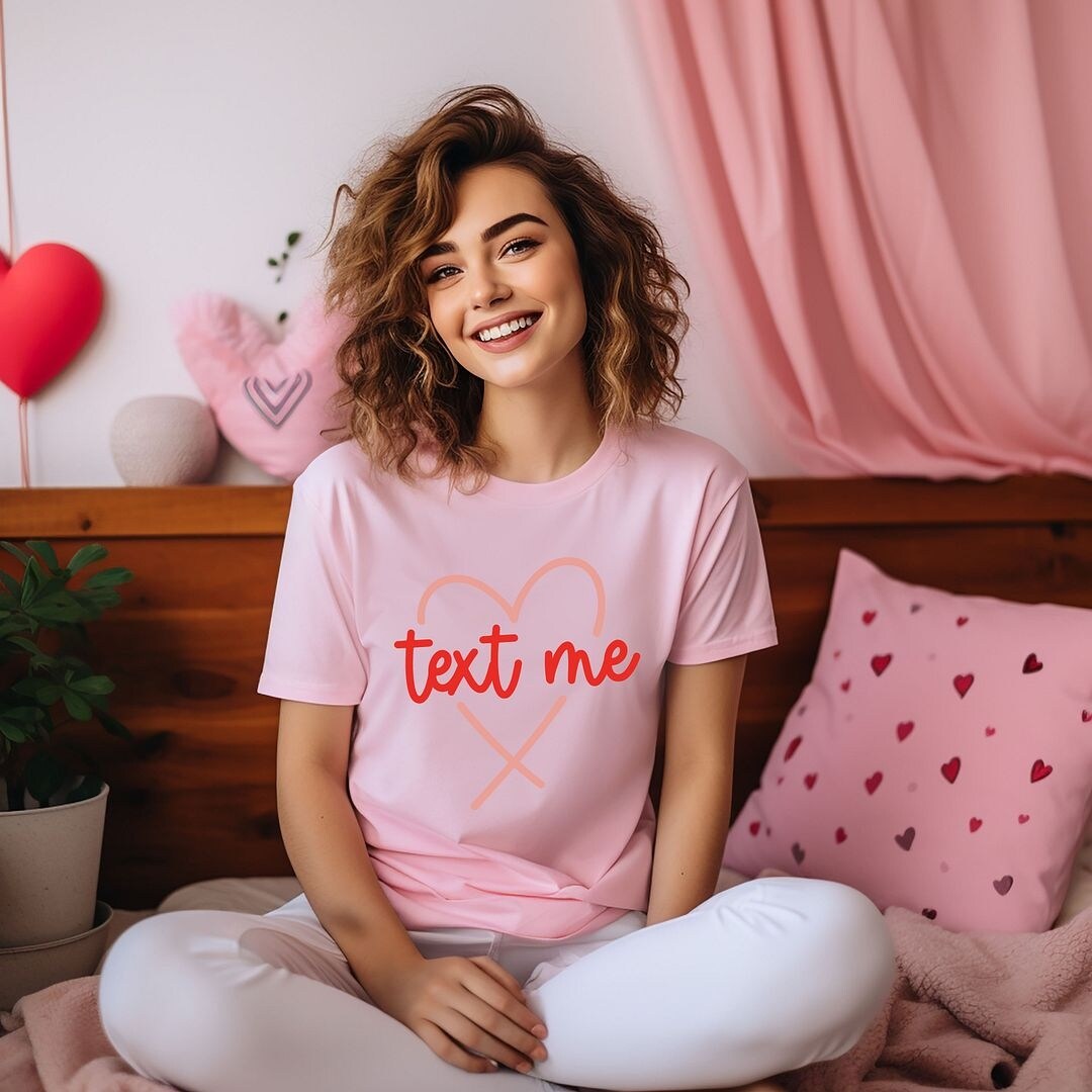 Premium Text Me Heart Soft Blend Crewneck Tee