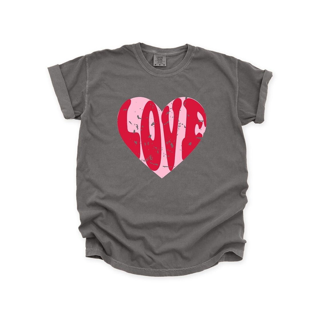 Ultimate Pink Love Heart Vintage Tee - Premium Distressed Look