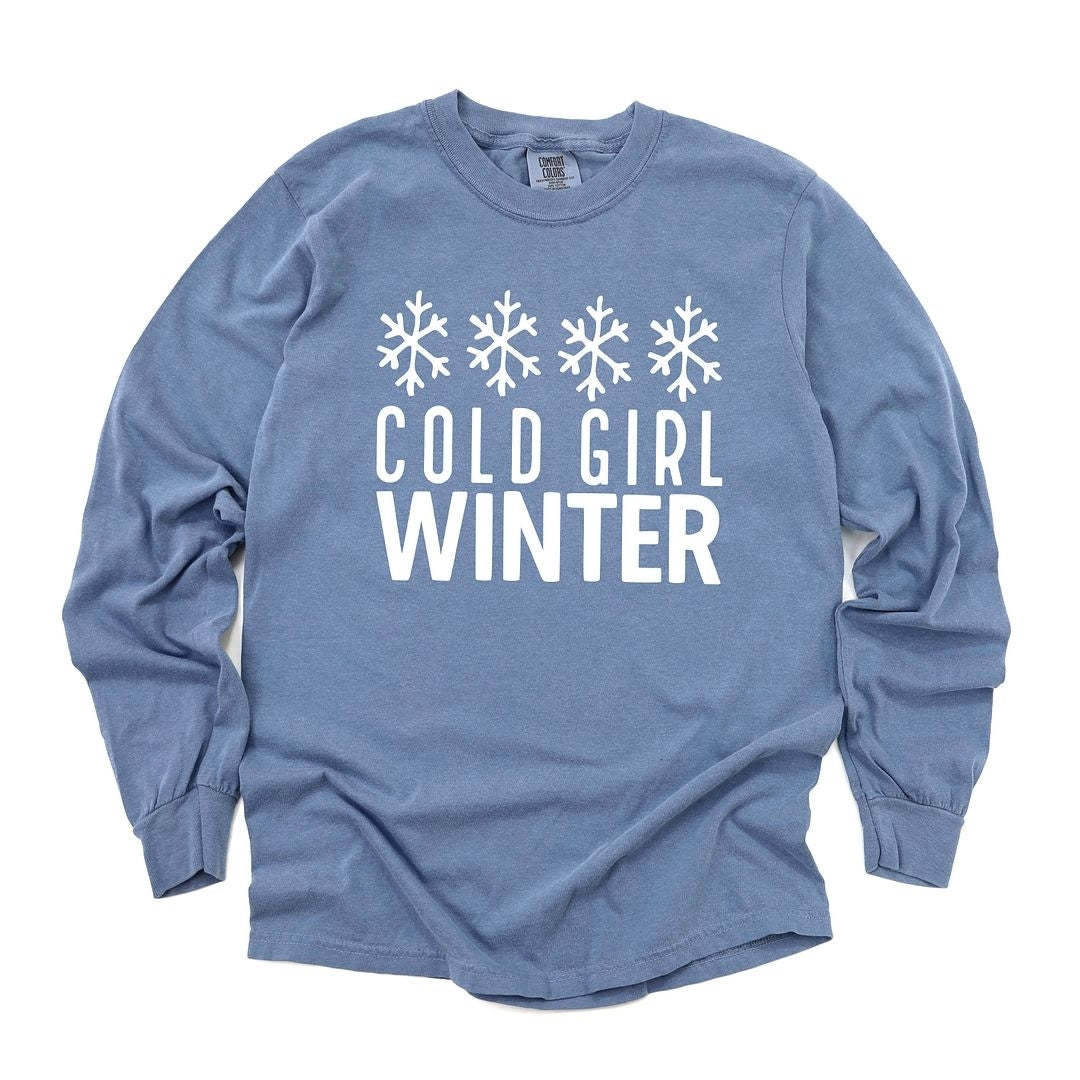 Premium Cold Girl Winter Garment Dyed Long Sleeve Tee - Ultimate Comfort & Style