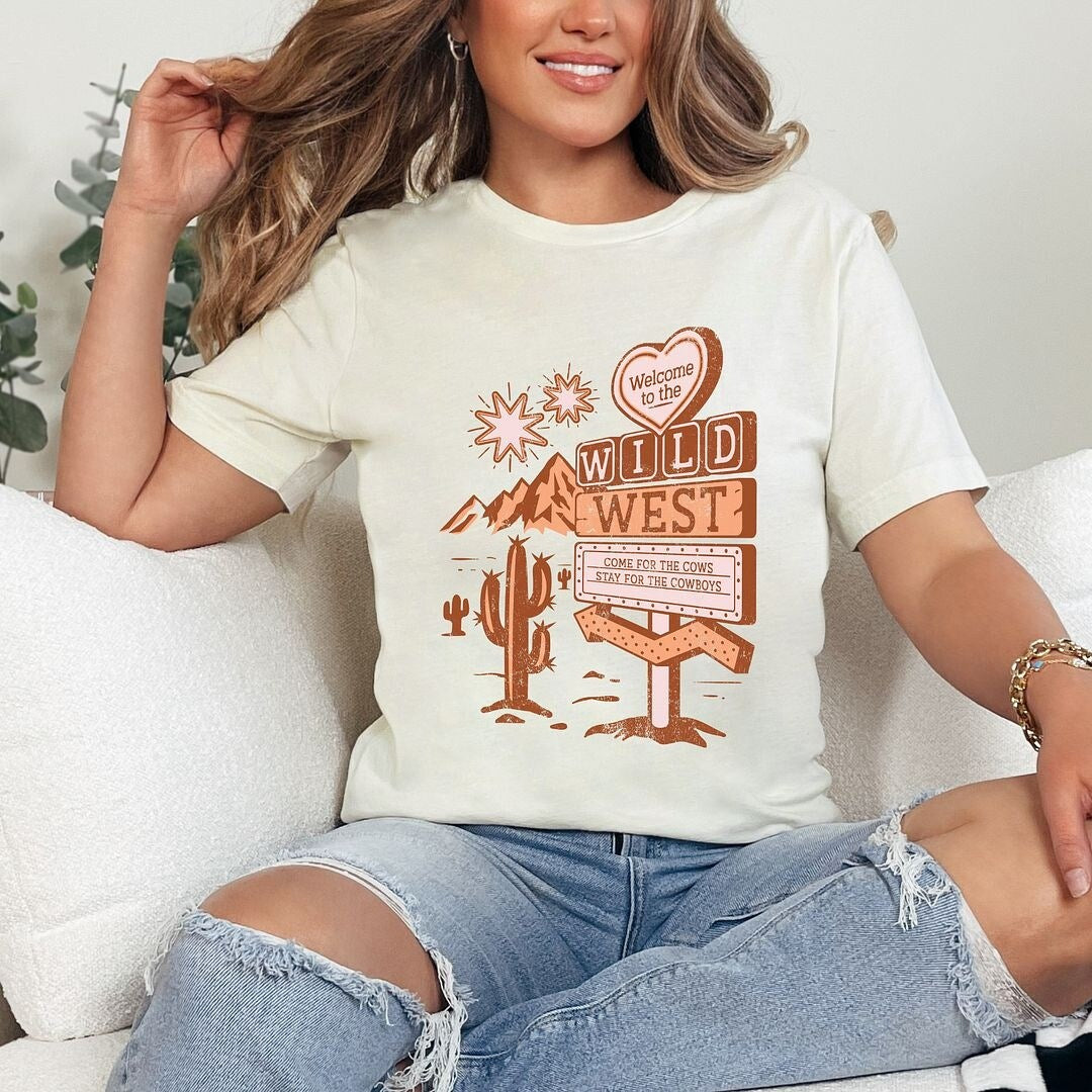 Premium Wild West Distressed Crewneck Tee - Ultimate Comfort & Style