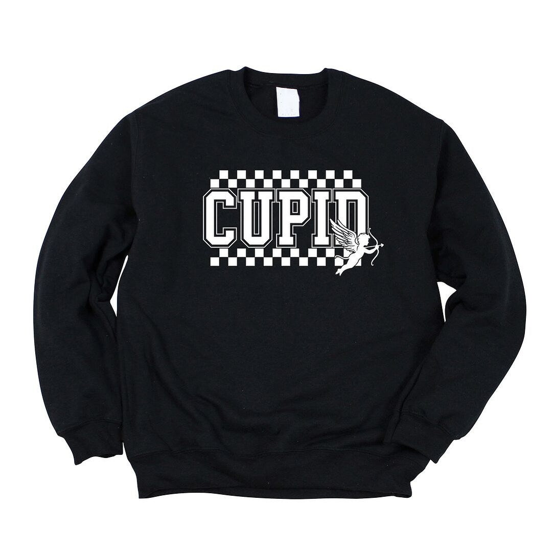 Premium Cupid Varsity Checkered Graphic Sweatshirt - Ultimate Comfort & Style
