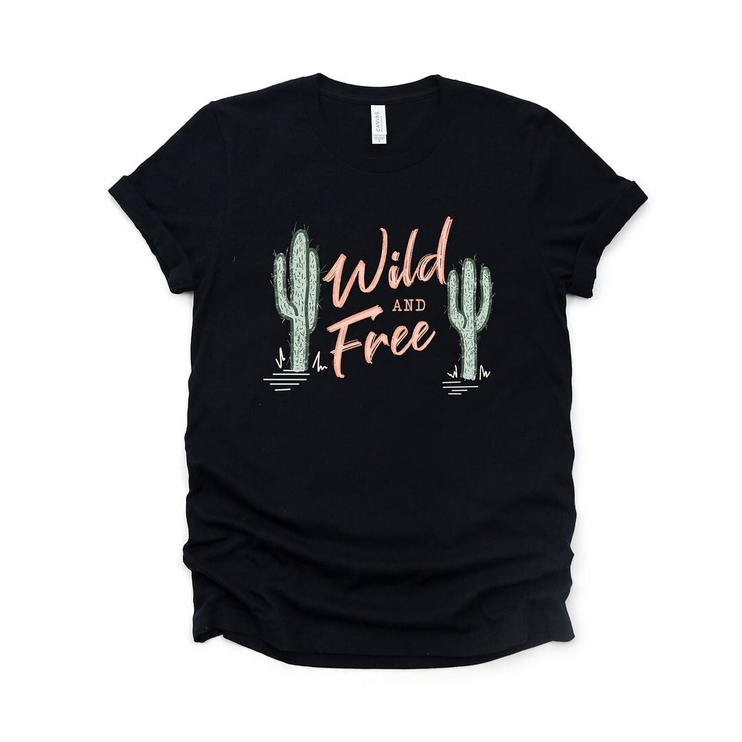 Premium Wild & Free Cactus Crewneck Tee - Ultimate Comfort & Style